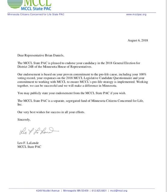 Thank you MCCL for your endorsement. I am proud to accept the endorsement and am…